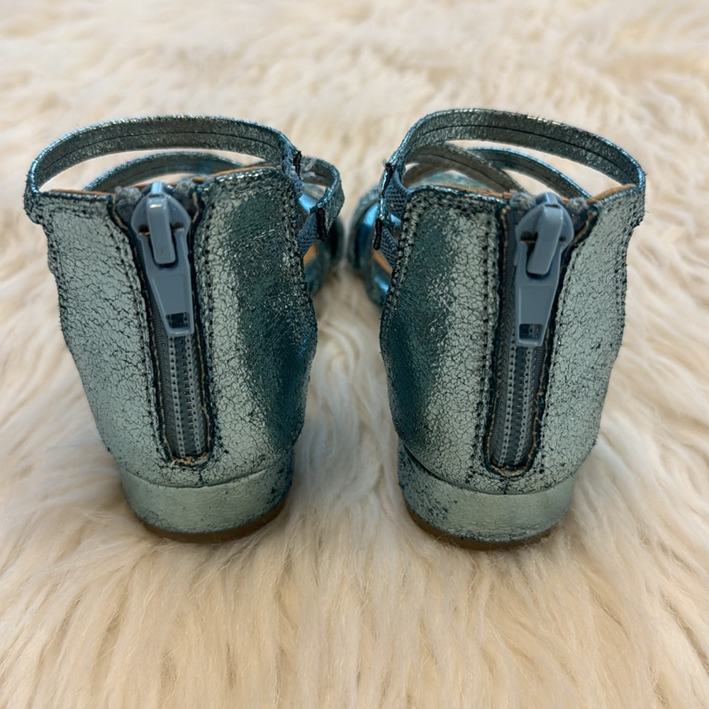 Girls Sandals Ankle Strap Low Wedge Sandals With Zipper Toddler Kid size 9 - Picture 4 of 9